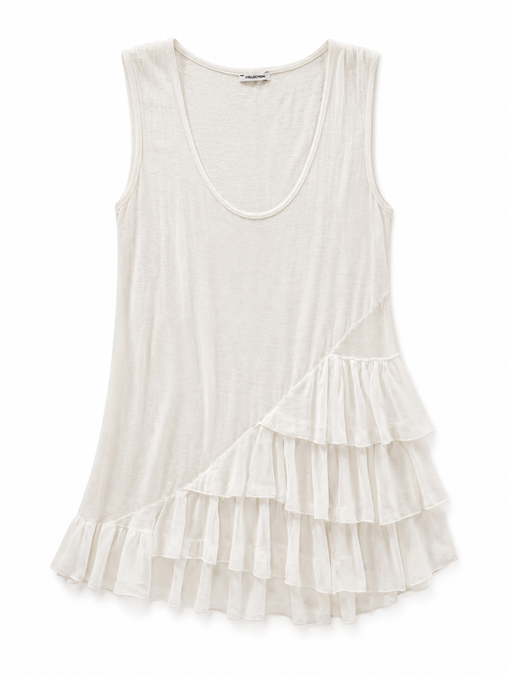White blouse/dress with side ruffles