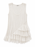 White blouse/dress with side ruffles