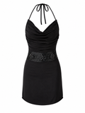 Mini backless black dress