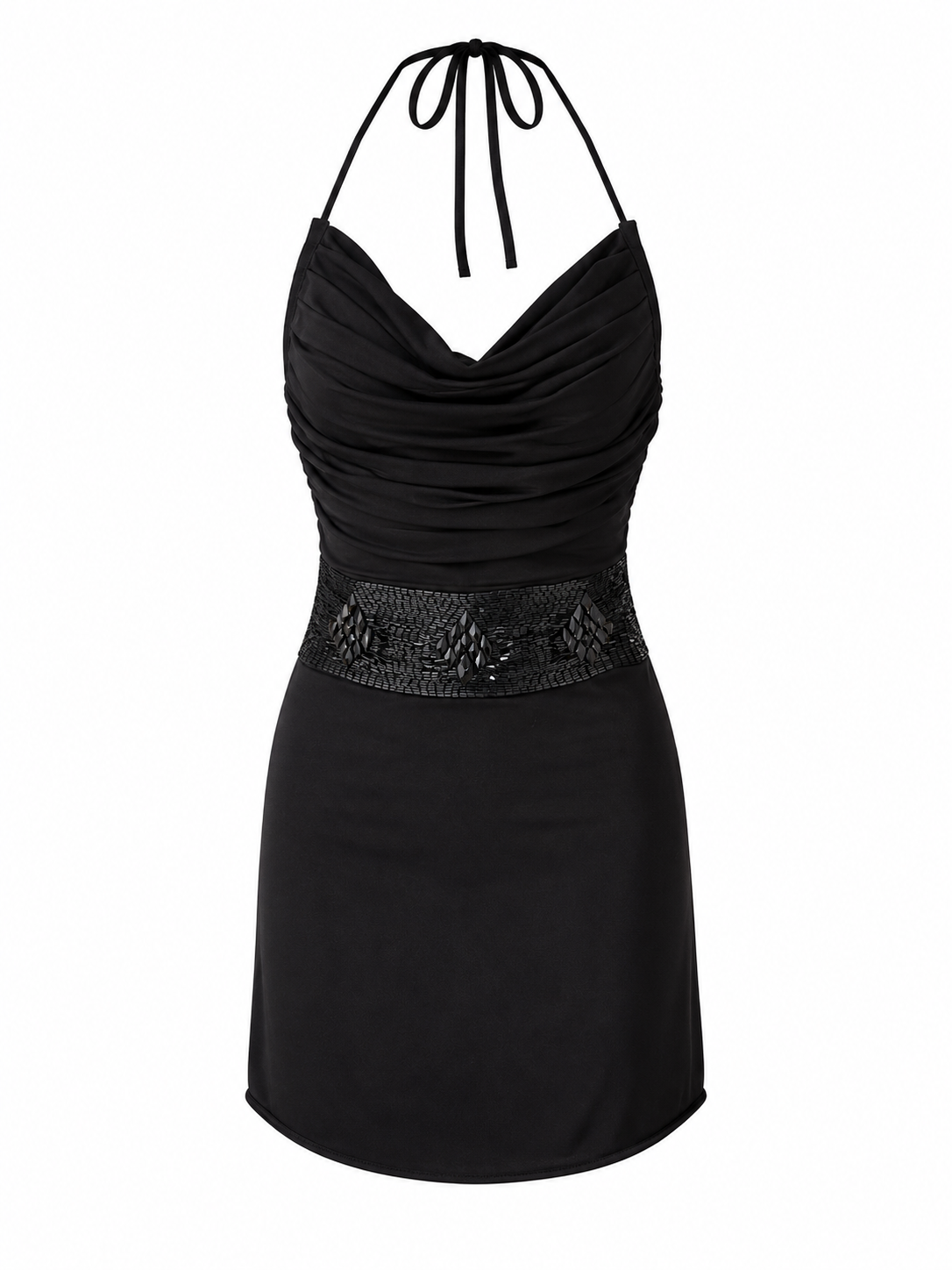Mini backless black dress