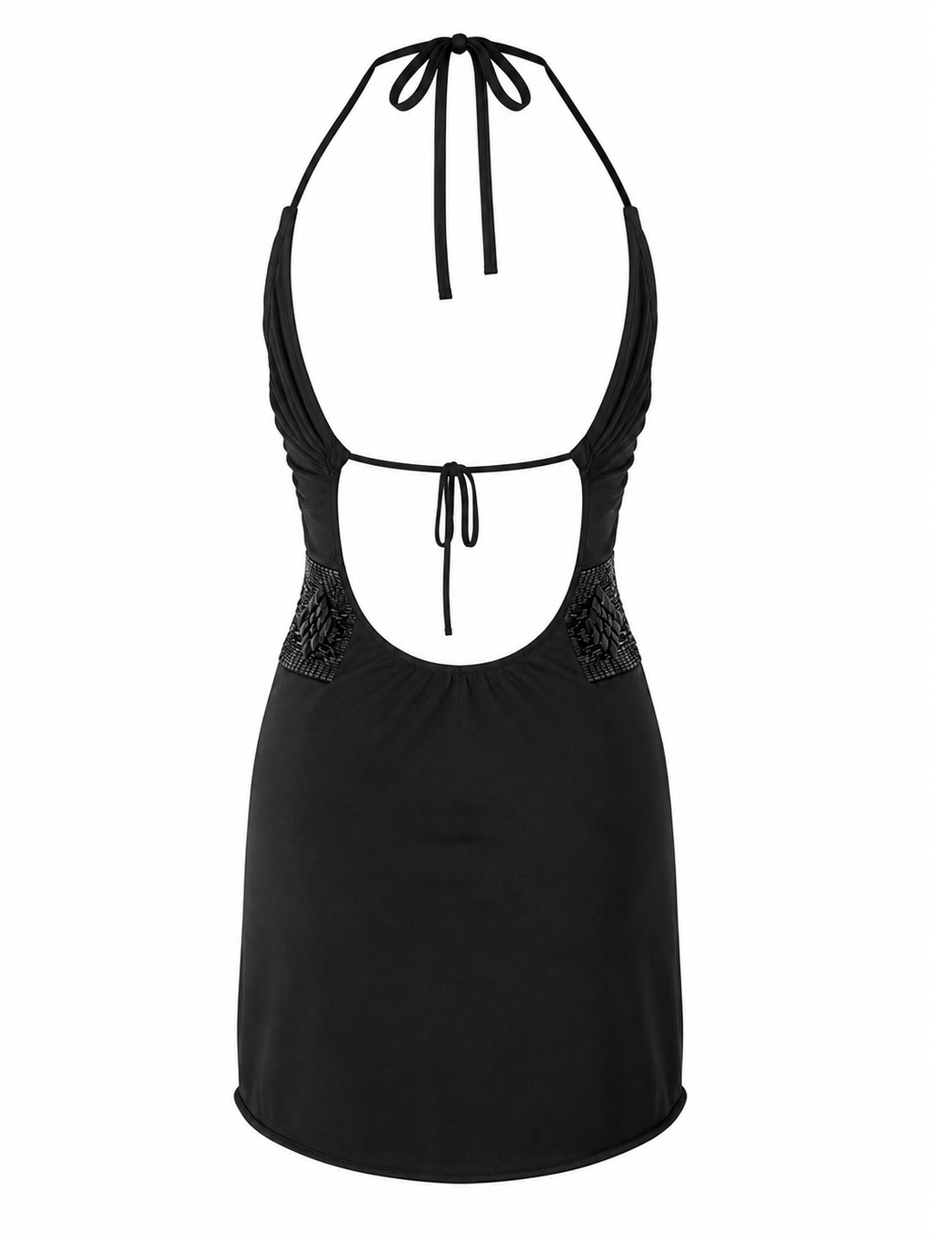 Mini backless black dress