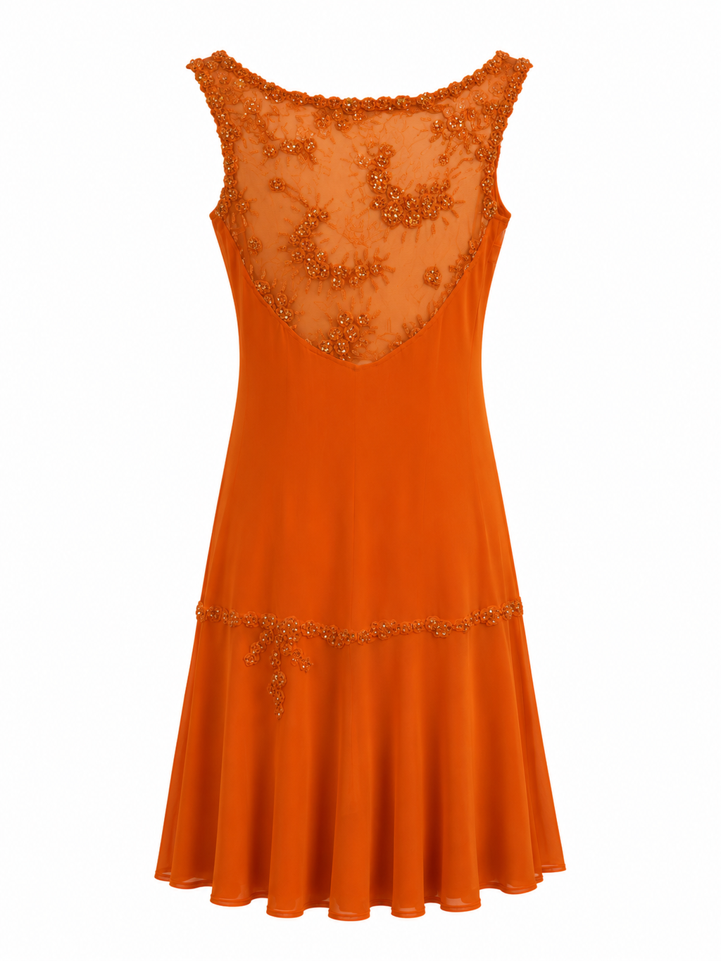 Mini summer dress with mesh fabric full of beadings