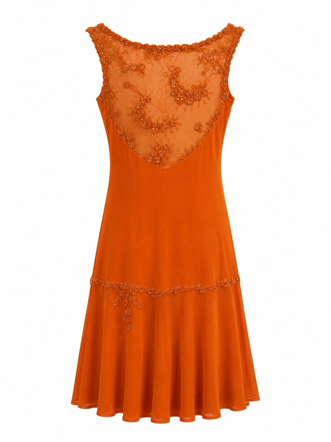 Mini summer dress with mesh fabric full of beadings