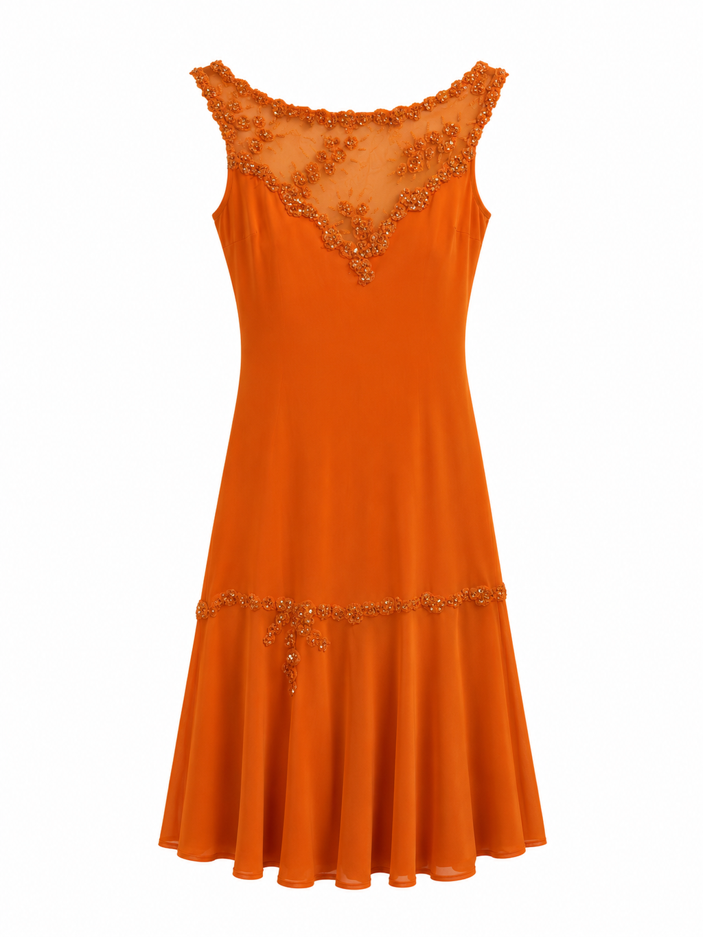 Mini summer dress with mesh fabric full of beadings