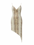 Snake print asymmetrical dress