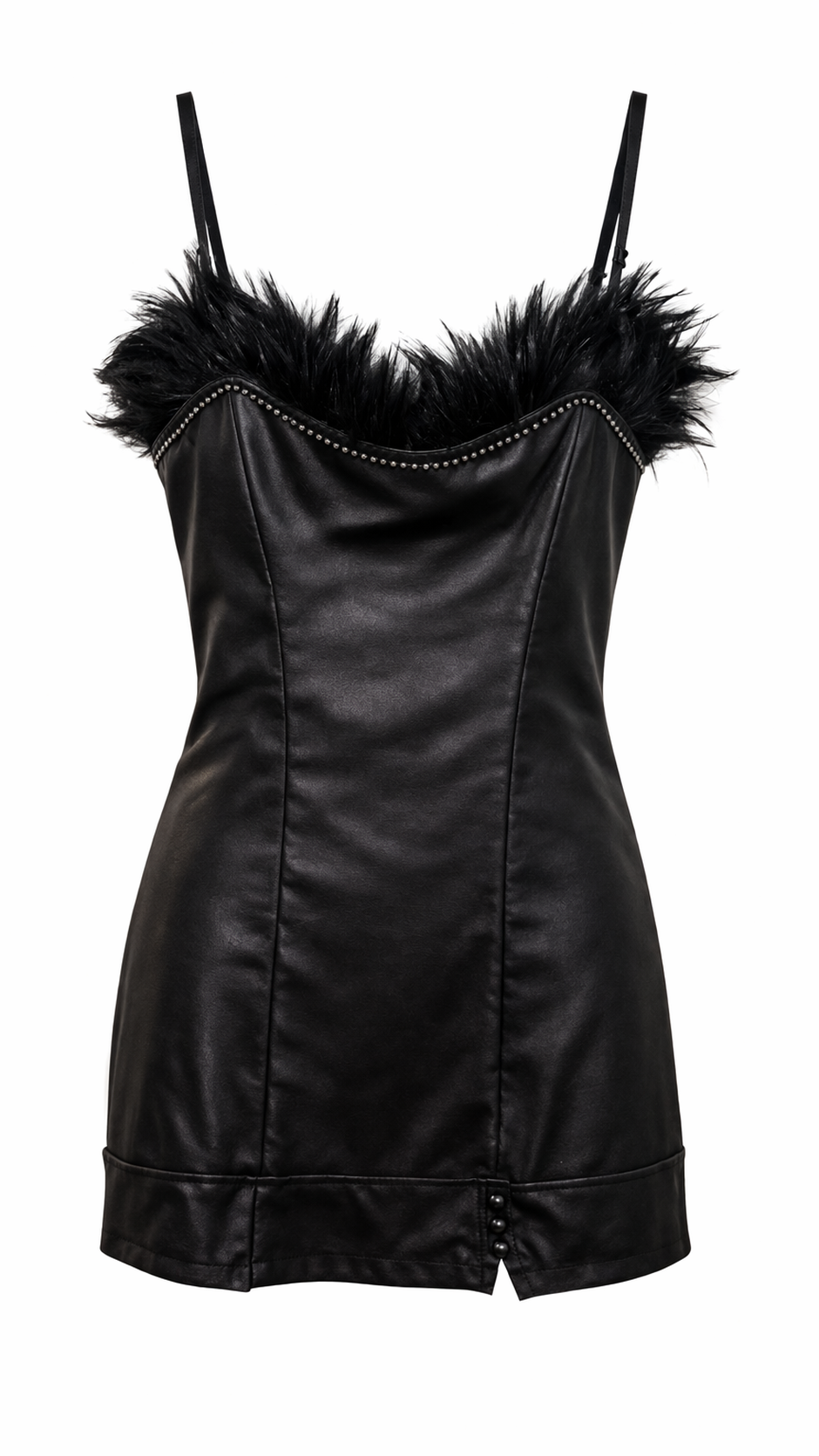Black super mini feathered dress