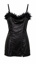 Black super mini feathered dress
