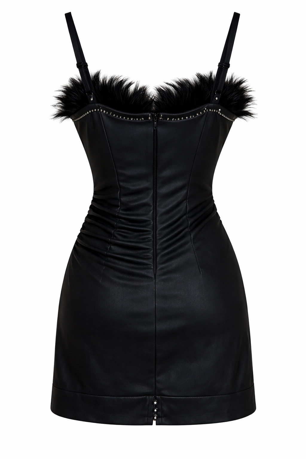 Black super mini feathered dress