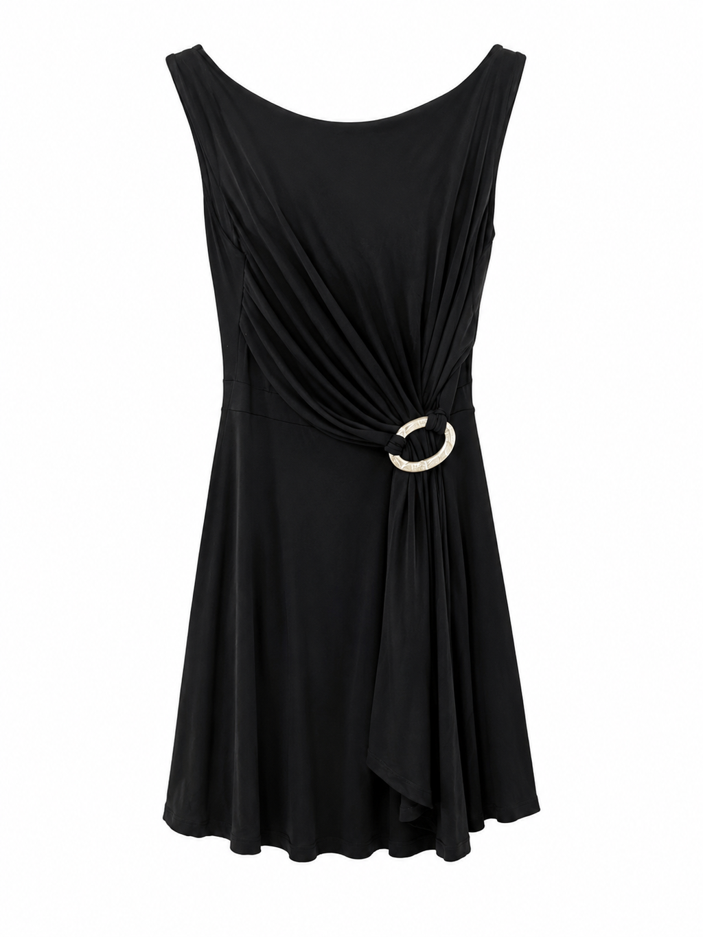 Black elastic dress with metal hoop