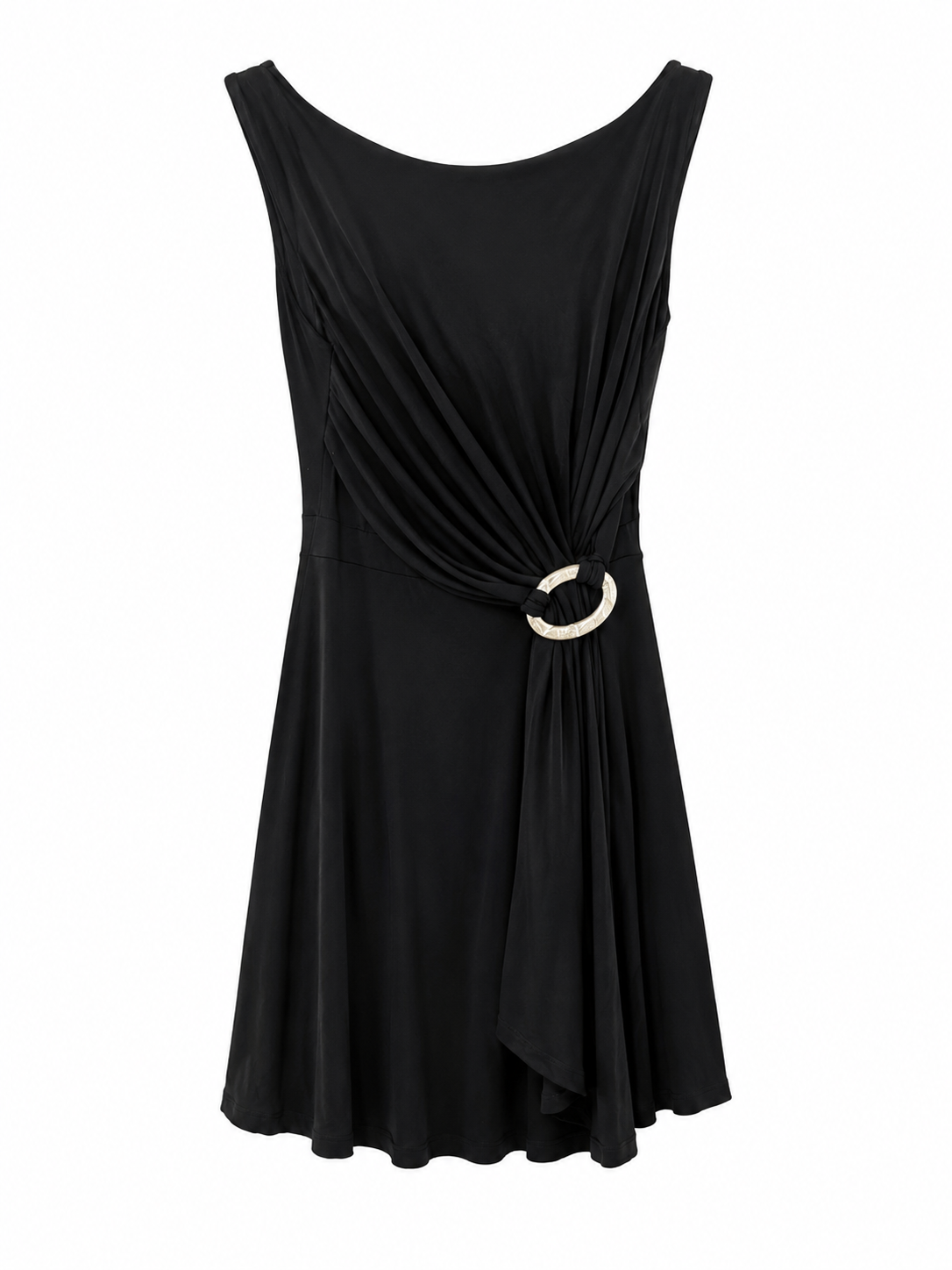 Black elastic dress with metal hoop
