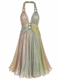 Handmade occasional backless rainbow glittery dress