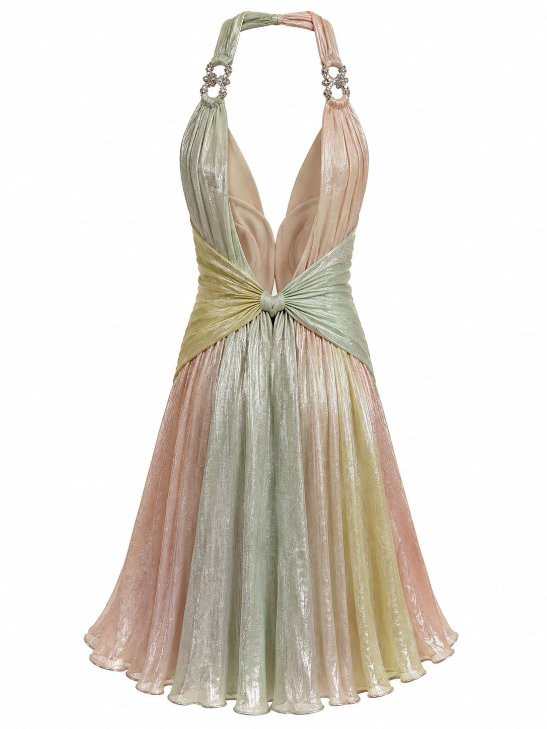 Handmade occasional backless rainbow glittery dress