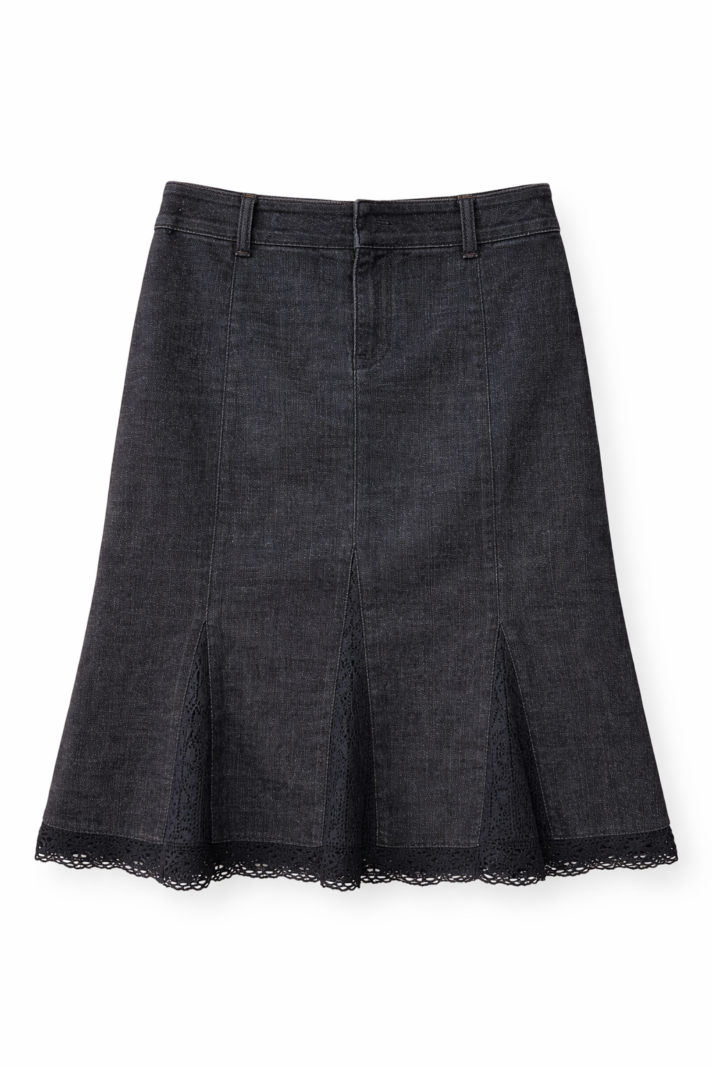 Denim skirt with lace