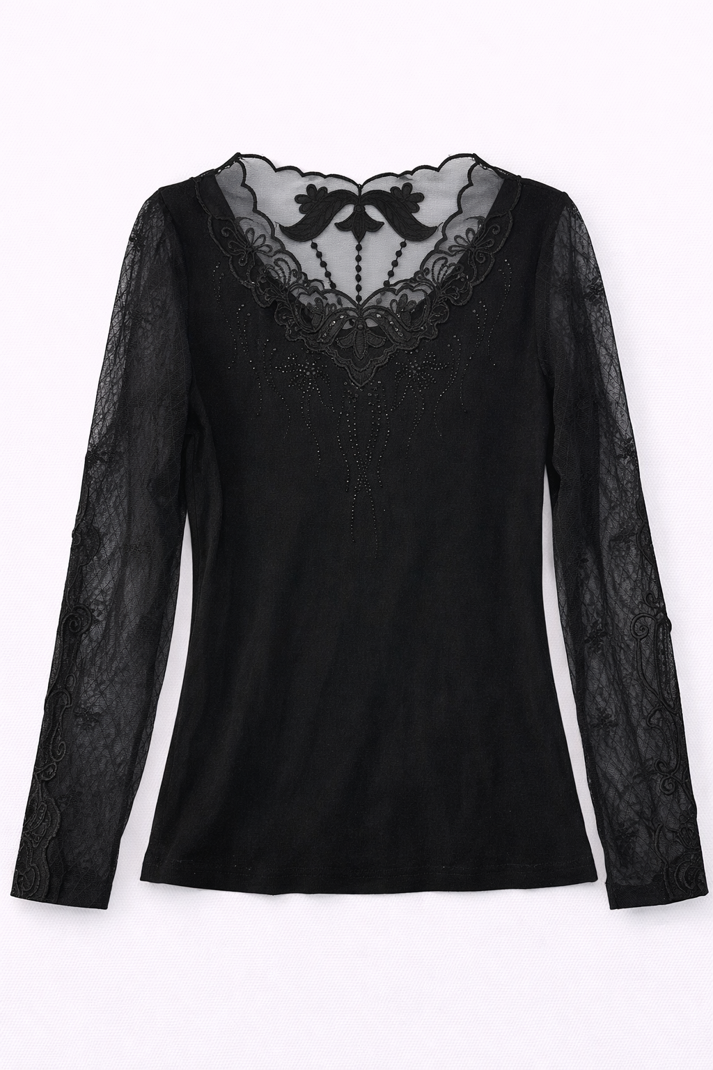 Vintage blouse with mesh embroidered details