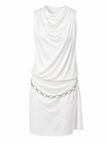 Cinema backless chain detailed draped dress