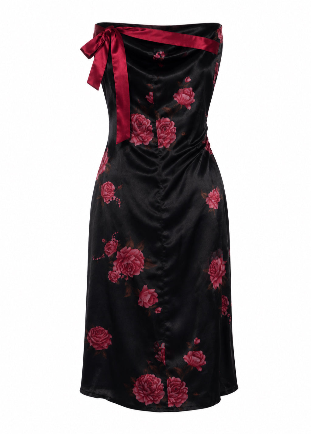 Satin Asian style satin strapless dress