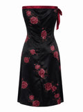 Satin Asian style satin strapless dress