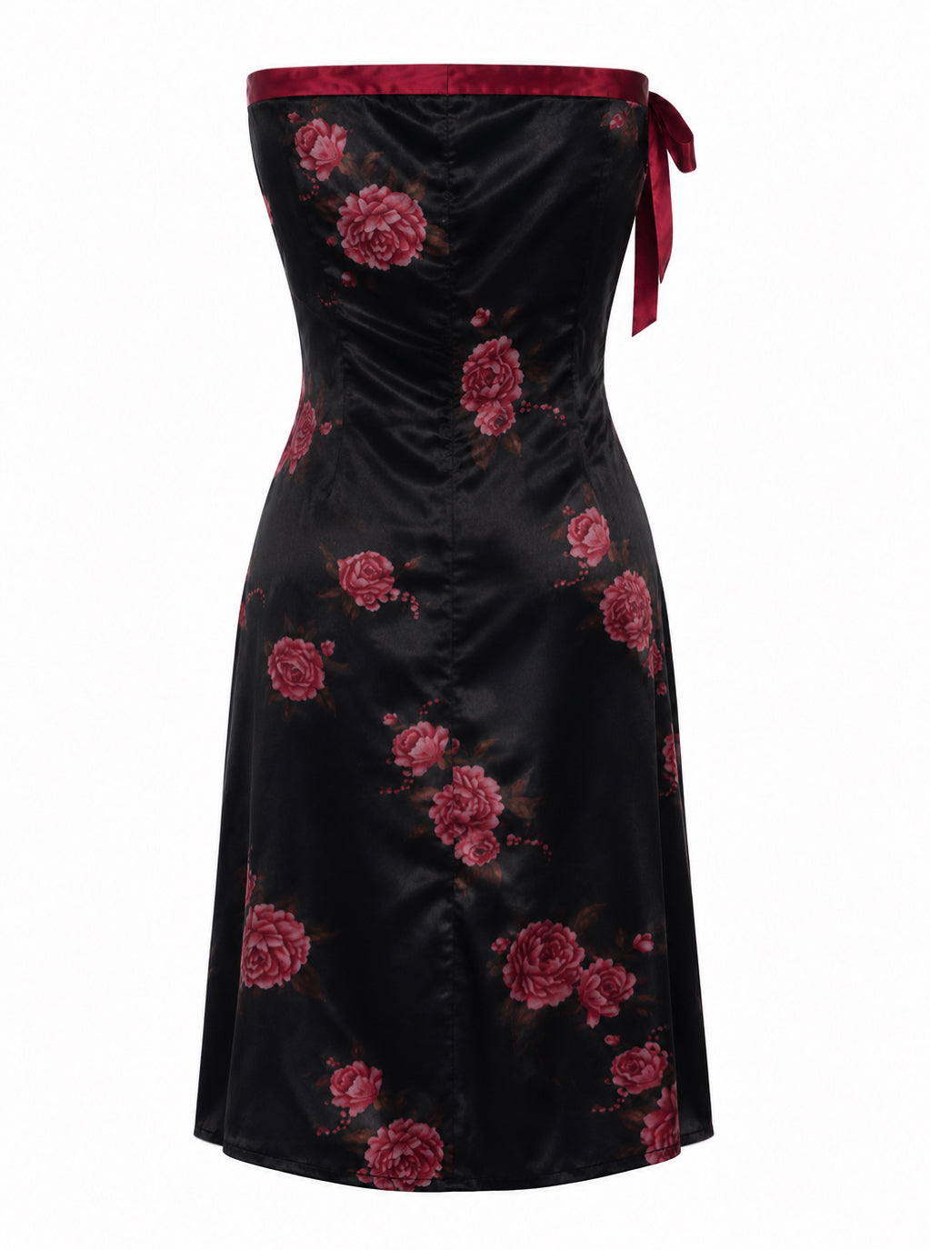 Satin Asian style satin strapless dress