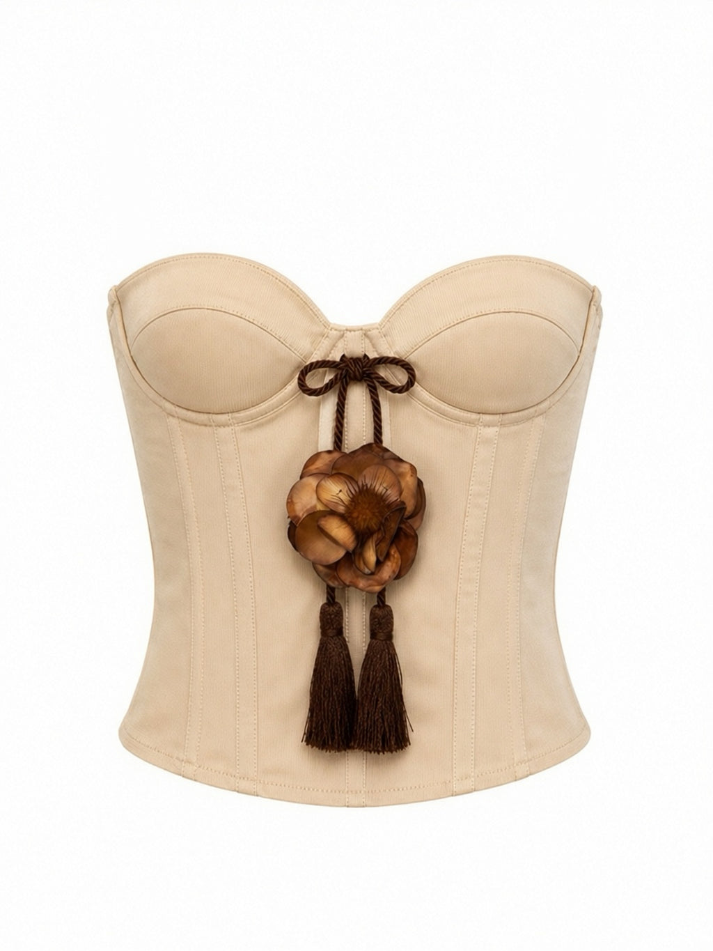 Handmade corset with bug flower and rope-like detail