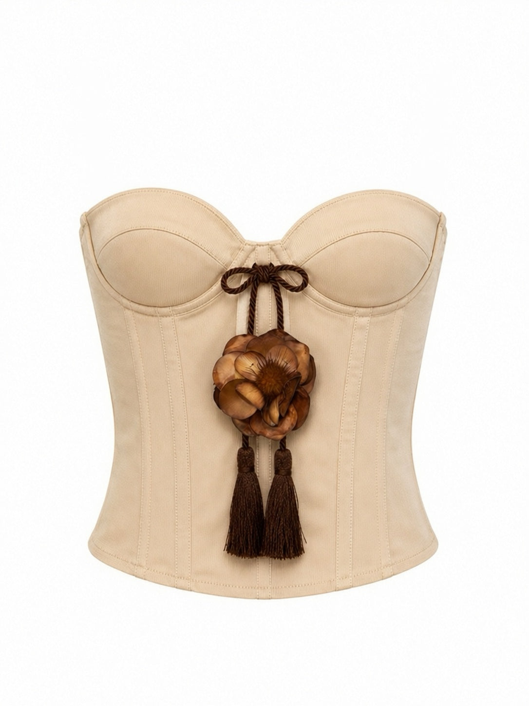 Handmade corset with bug flower and rope-like detail