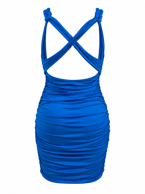 Cinema ruched dress with chunky chain detail