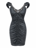 Cinema metallic ruched mini dress