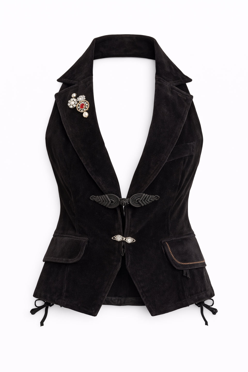 Deadstock velvet vest corset top - backless