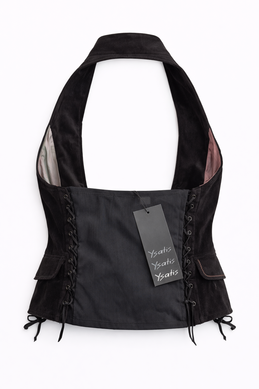 Deadstock velvet vest corset top - backless
