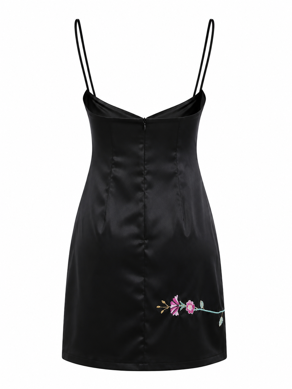 Elastic satin embroidery dress
