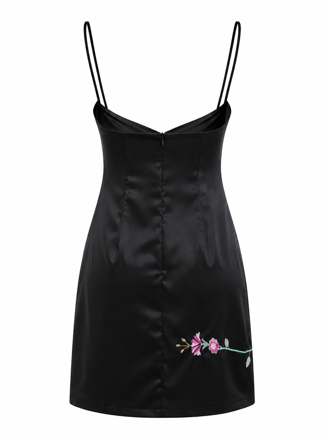 Elastic satin embroidery dress