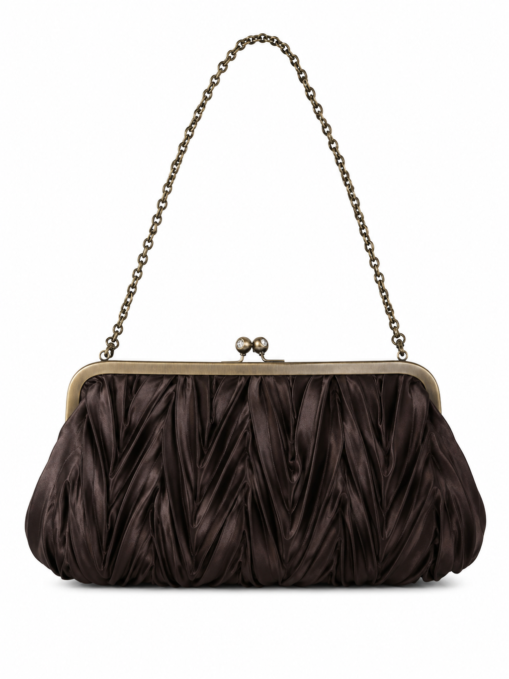Ruched satin clutch bag