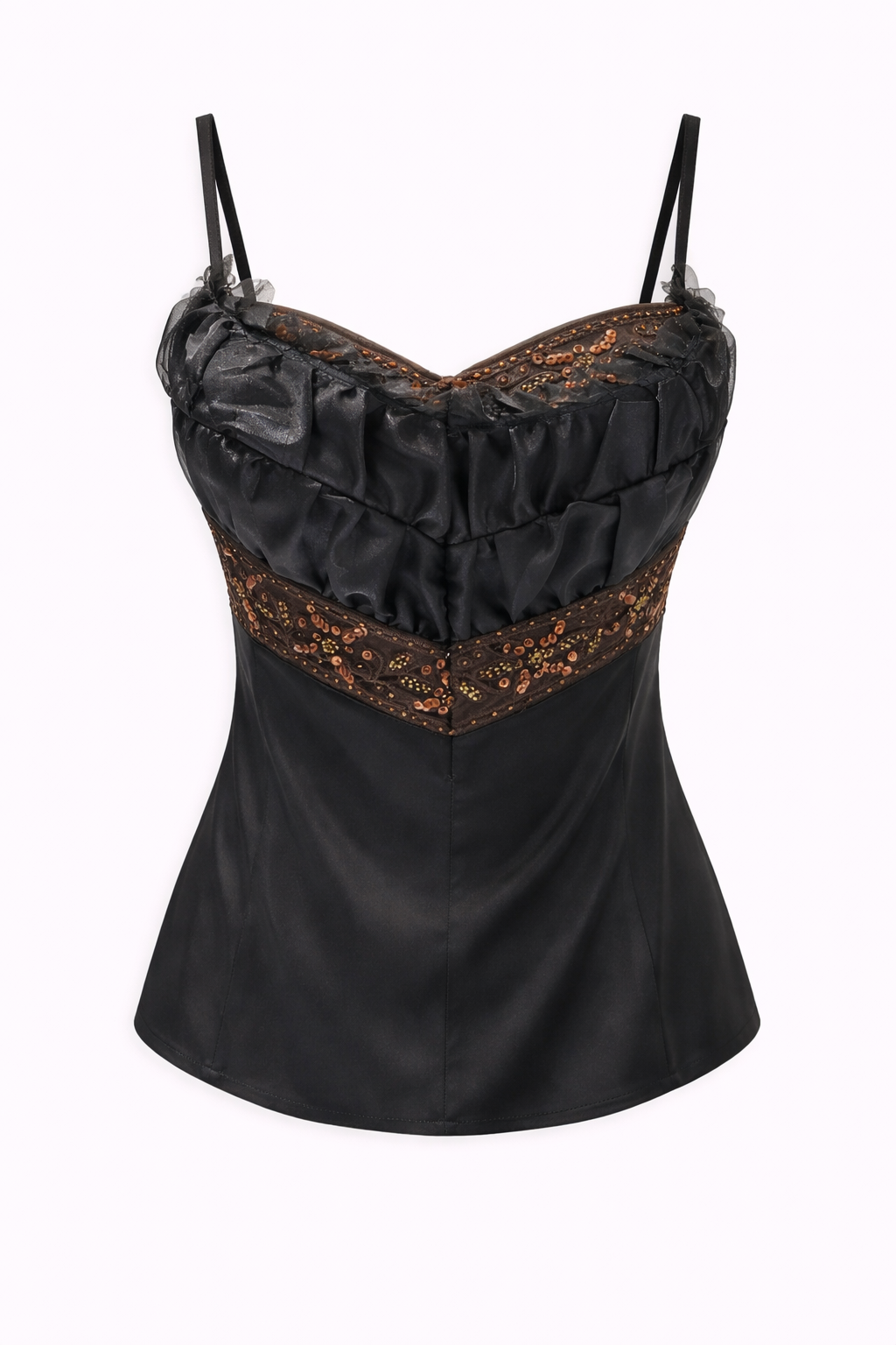 Deadstock embellished taffeta corset