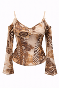 Deadstock elastic off shoulder blouse