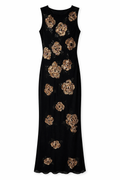 Maxi dress with sequin flowers
