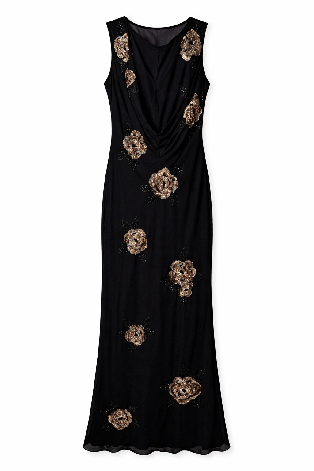 Maxi dress with sequin flowers
