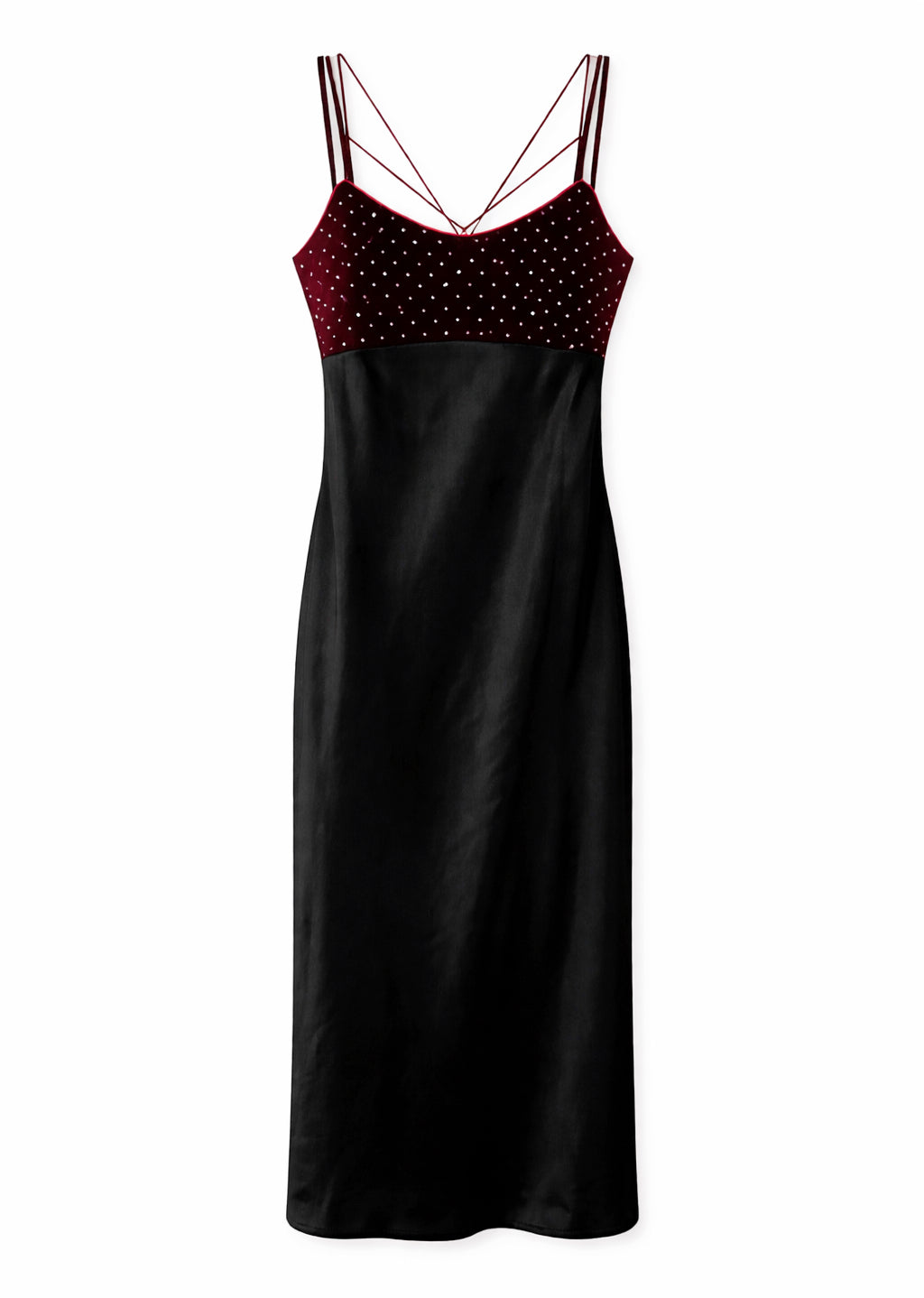 90s metallic strappy dress with velvet top