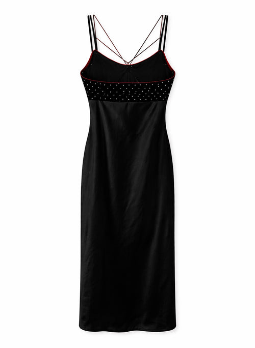 90s metallic strappy dress with velvet top