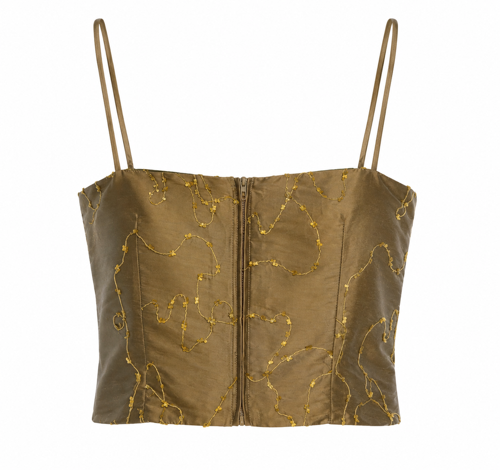 Deadstock taffeta embroidered corset