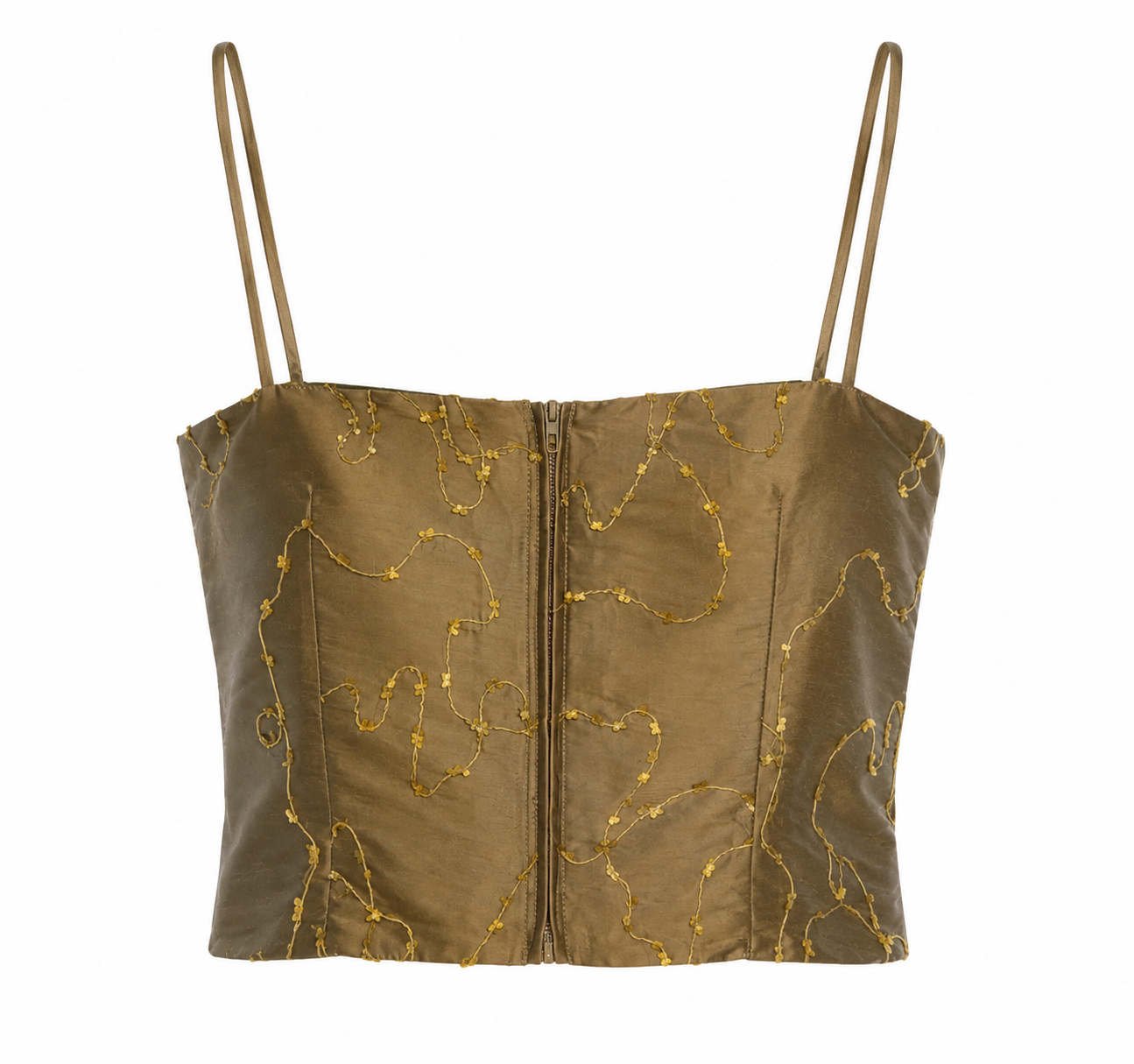 Deadstock taffeta embroidered corset