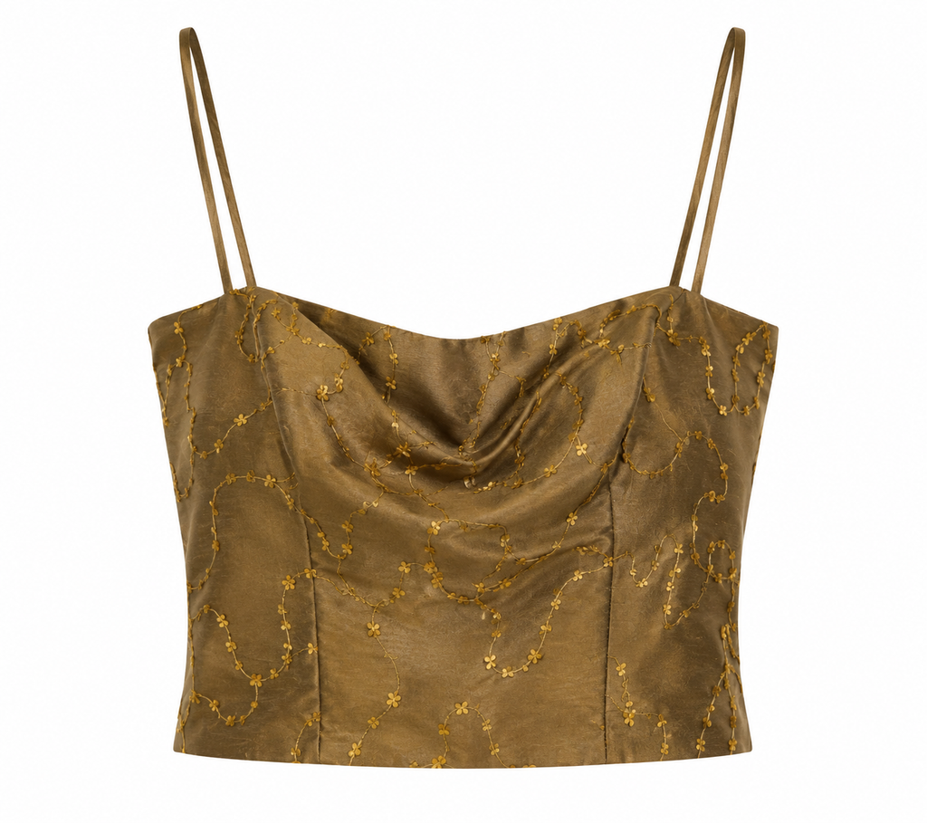 Deadstock taffeta embroidered corset