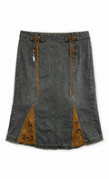 Vintage denim skirt with embroidered details