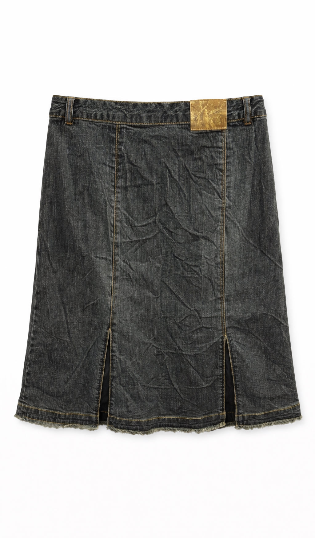 Vintage denim skirt with embroidered details