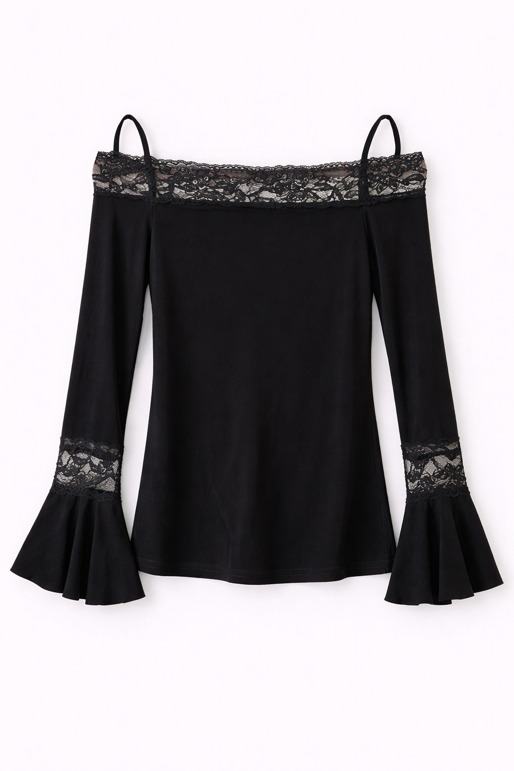 Vintage mesh off shoulder top with lace details