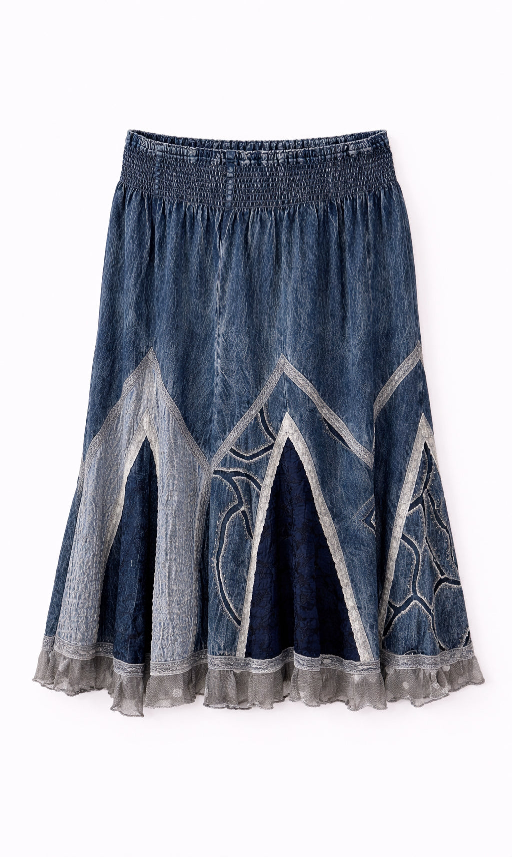 Elastic band denim skirt