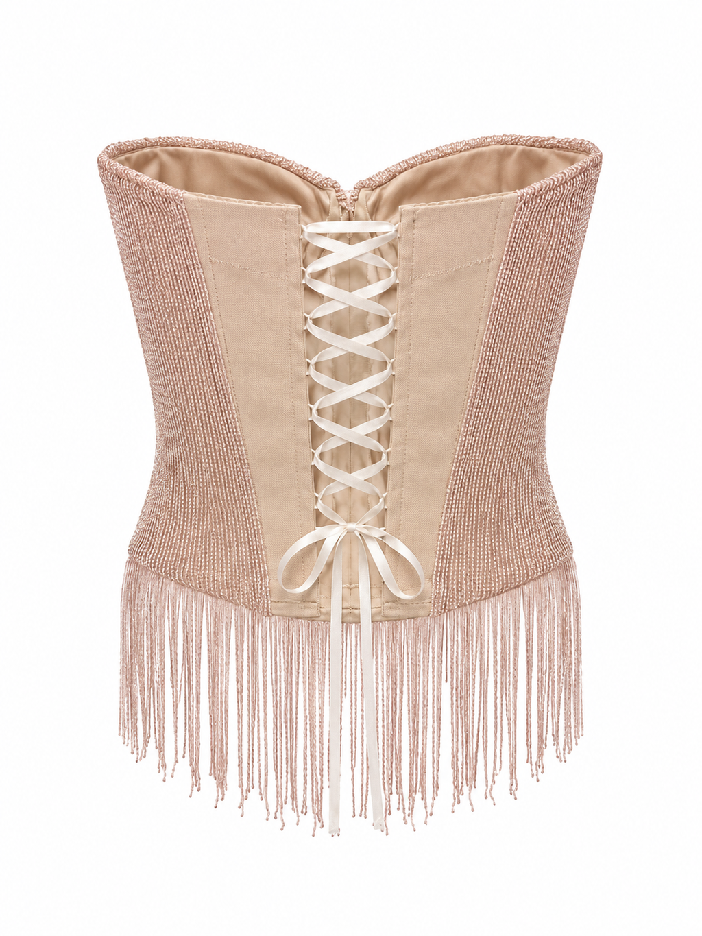 Handmade corset with fringes