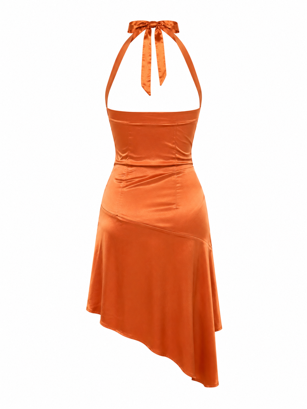 Satin backless halter neck dress