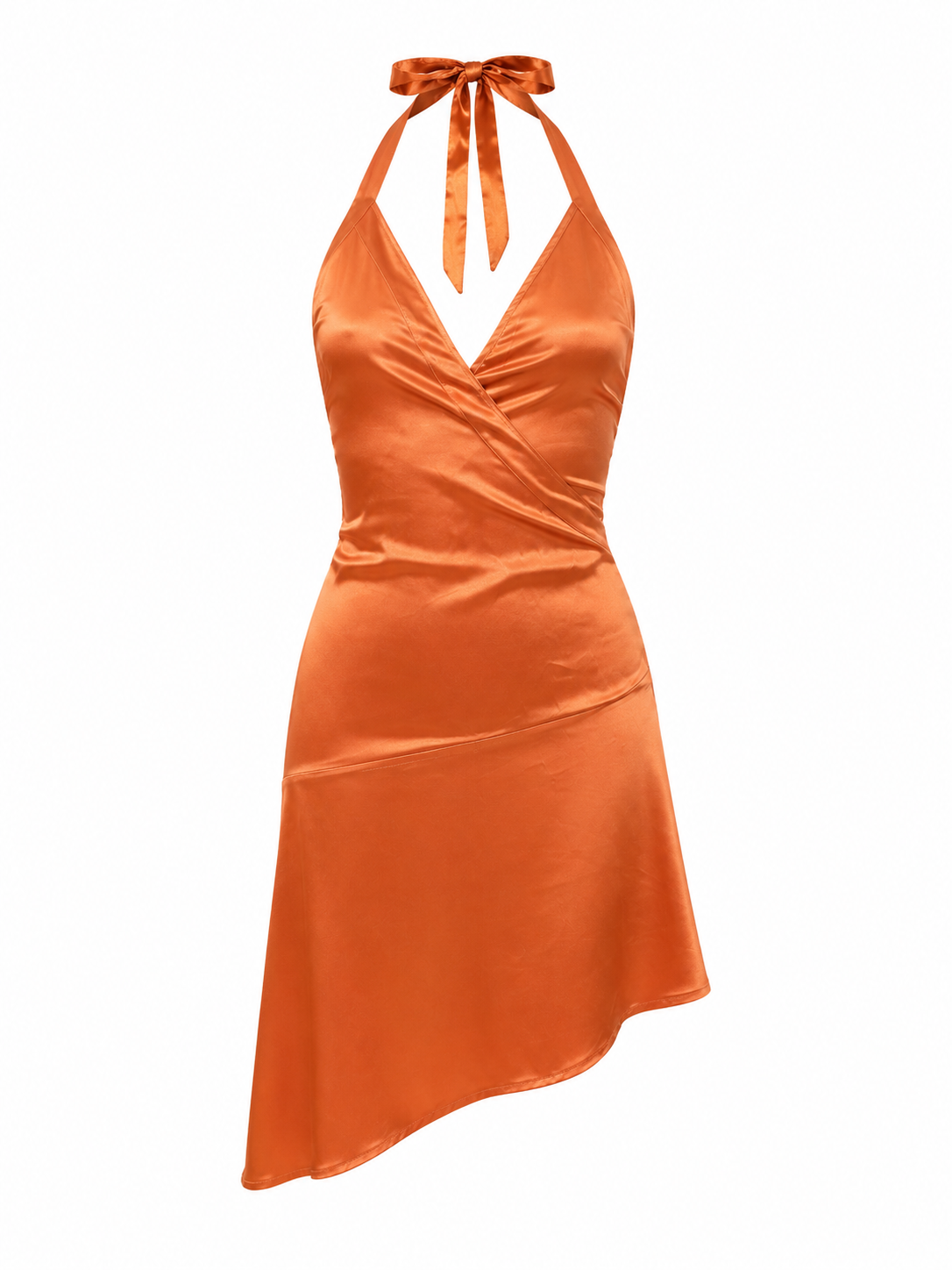 Satin backless halter neck dress