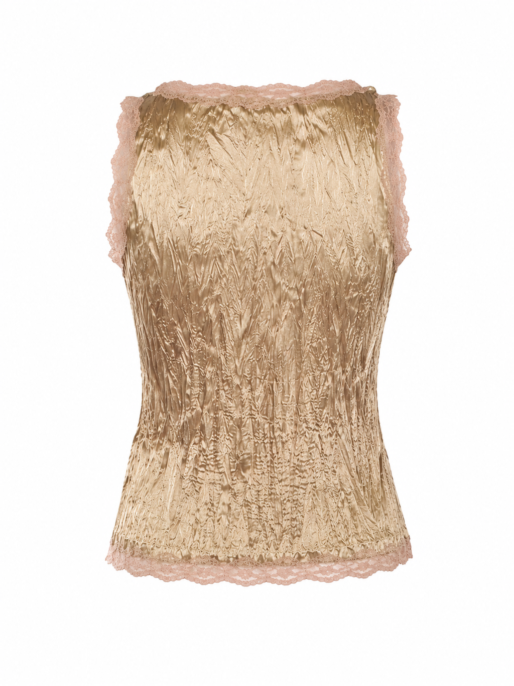 Cracked satin top with lace details