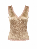 Cracked satin top with lace details