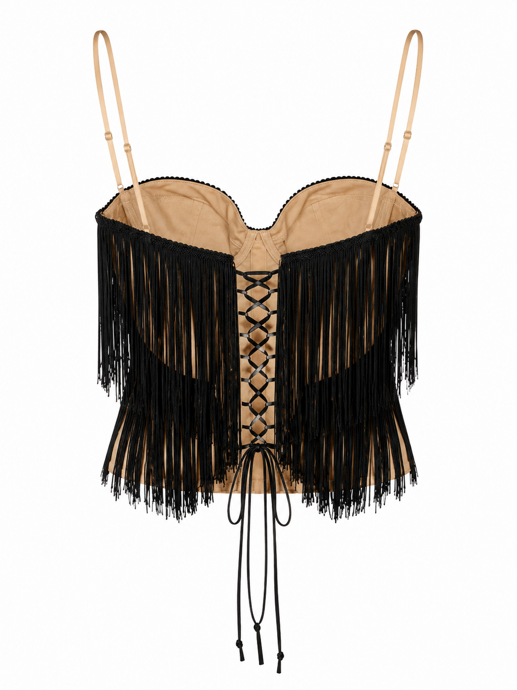 Handmade corset with fringes